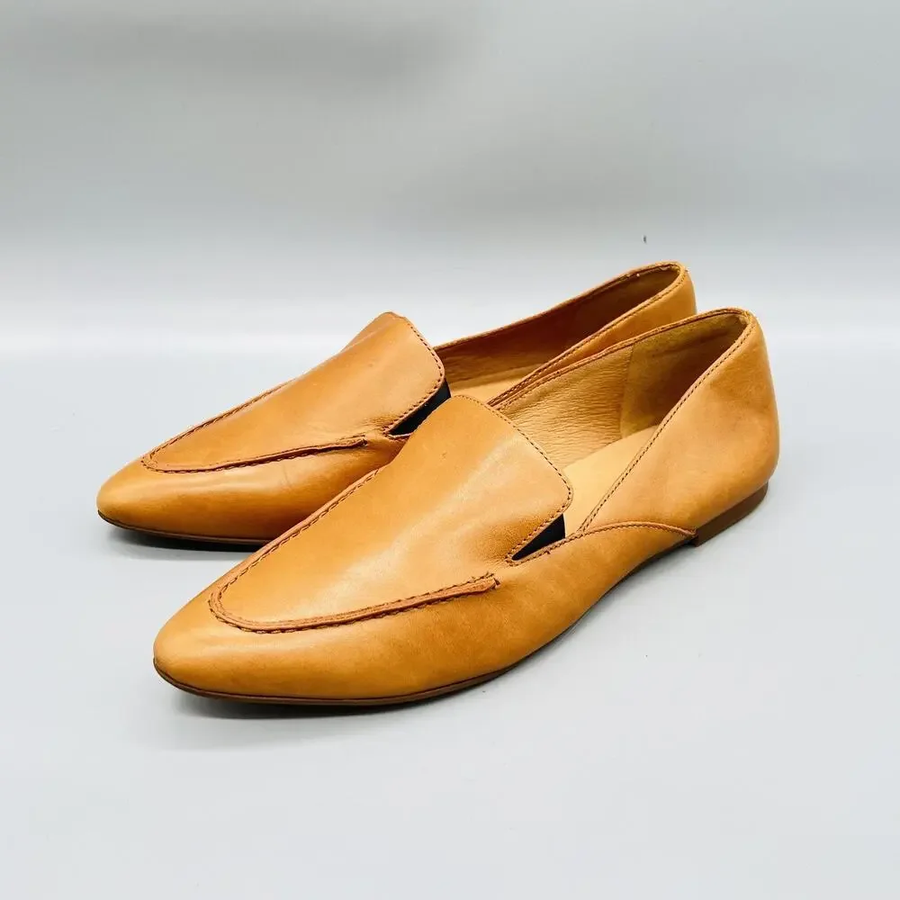 Madewell Shoes Womens 7.5 Tan Leather Loafer Flats Slip On Pointed Toe Casual
